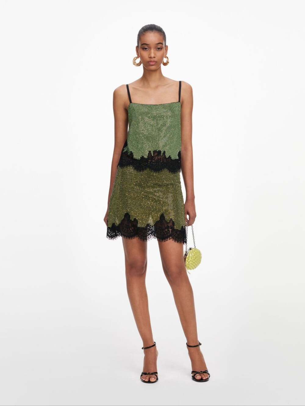 Self Portrait Green Crystal Chainmail Top